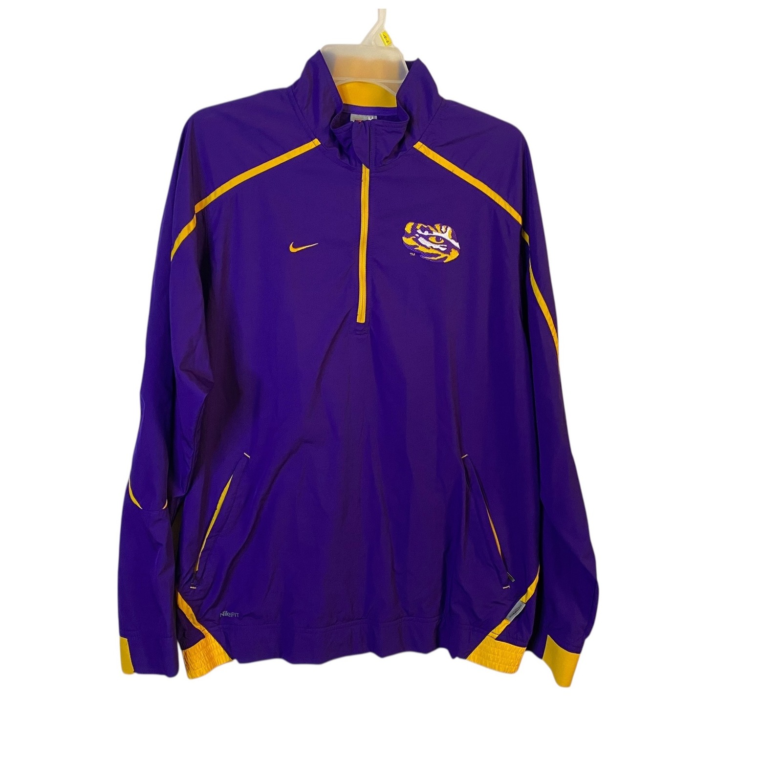 Nike Lsu Tigers Windbreaker Pullover Jacket Purple Gold Mens Medium